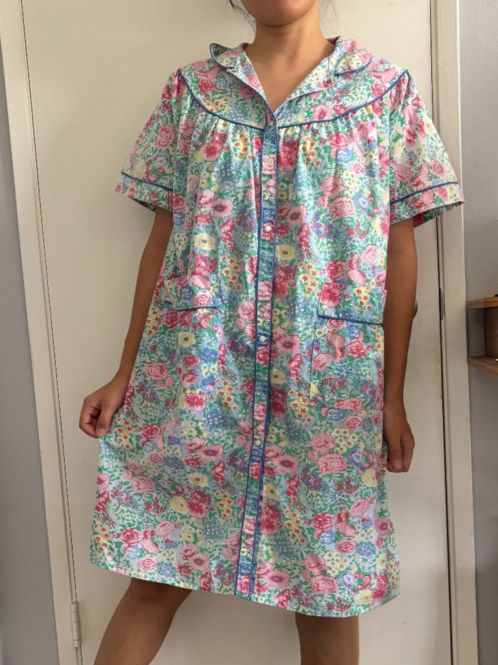 Vintage 1982 Artistic Fantasy Cottagecore Grannycore Collared House Dress